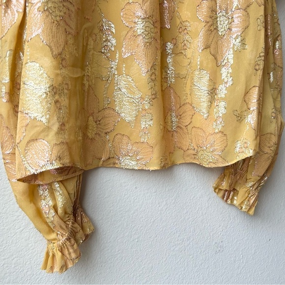 Ulla Johnson Aster Metallic Floral Blouse in Gold Orange Citrine Sz 2 - Picture 13 of 16